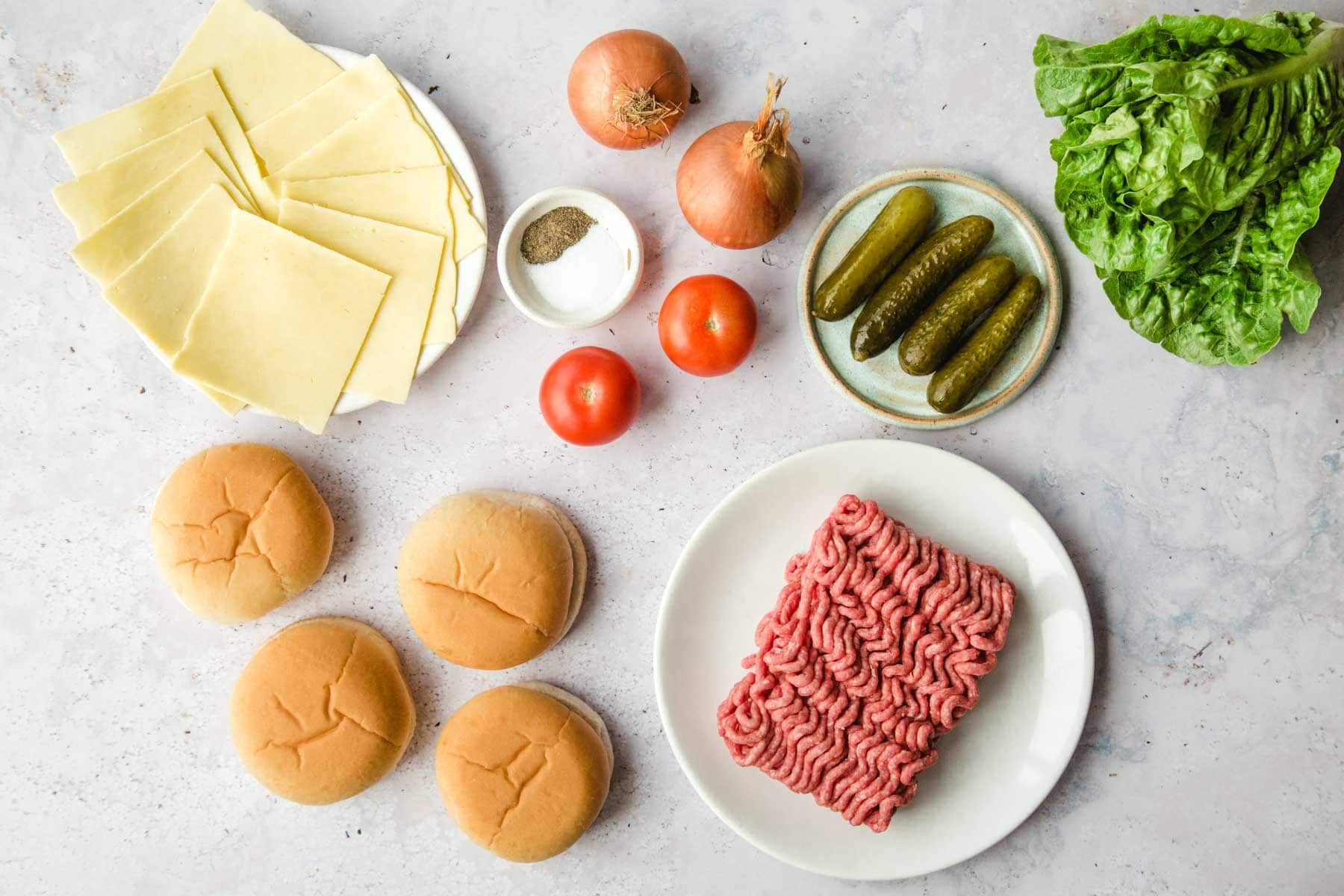 Ingredients needed to make hamburgers